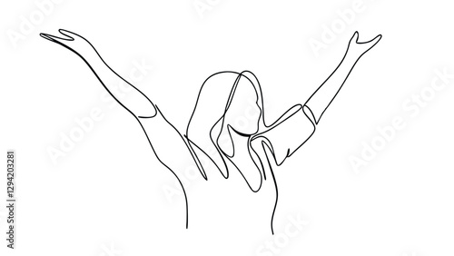 Singleline drawing woman health blood pressure wellness freedom joy