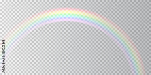 Soft, glowing rainbow arc on a transparent background. The pastel gradient blends smoothly, creating a dreamy, magical effect perfect for creative designs, digital art, or fantasy-inspired composition