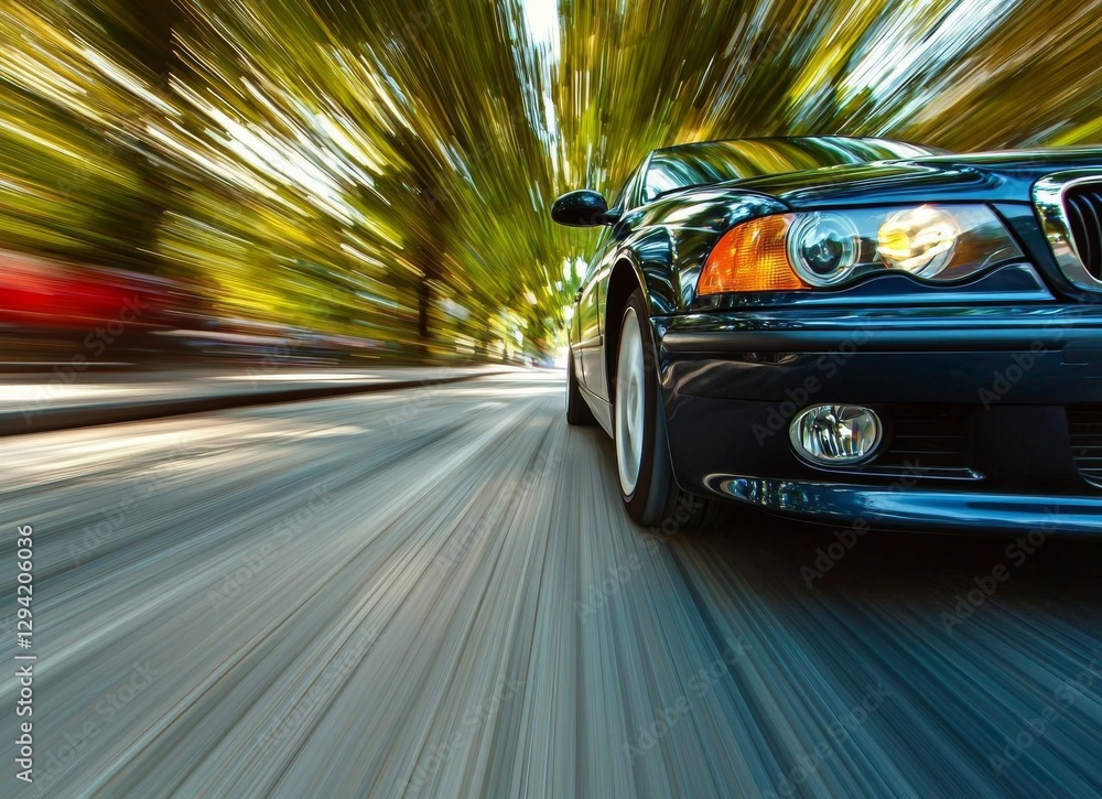 Side view of black car with heavy blurred motion. , isolated on white background, , copy space for text, Side view of black car with heavy blurred motion. , isolated on white background, , copy space for text,