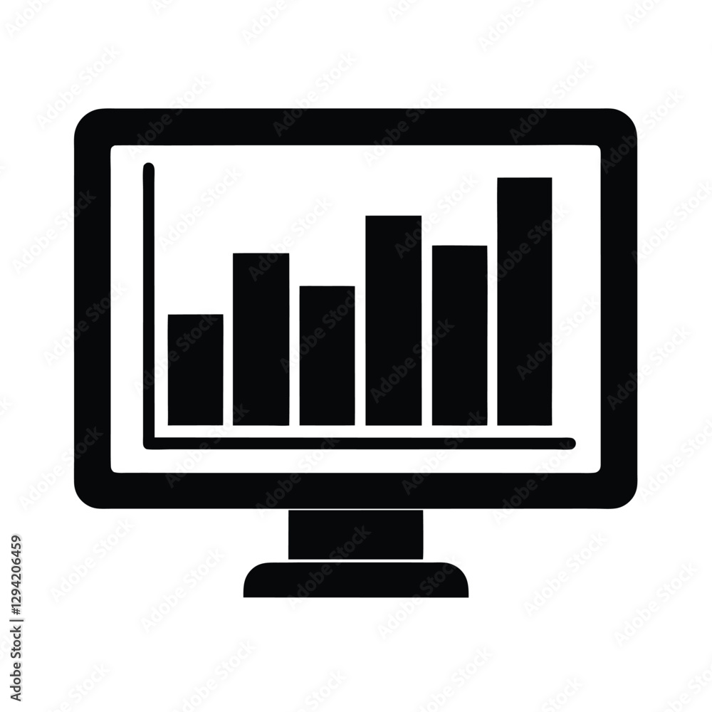Sleek bar graph on digital screen silhouette for analytics Sleek bar graph on digital screen silhouette for analytics