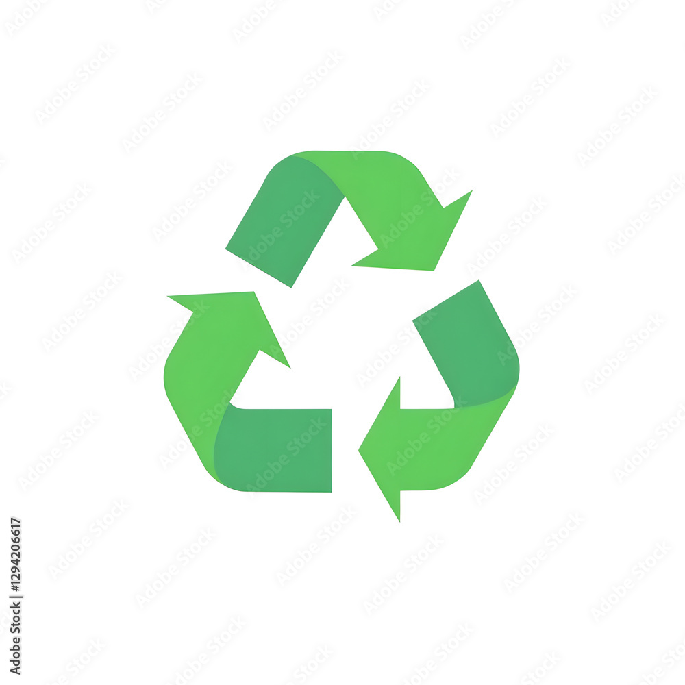 Green recycling symbol on a clean white background, isolated for eco-friendly designs Green recycling symbol on a clean white background, isolated for eco-friendly designs