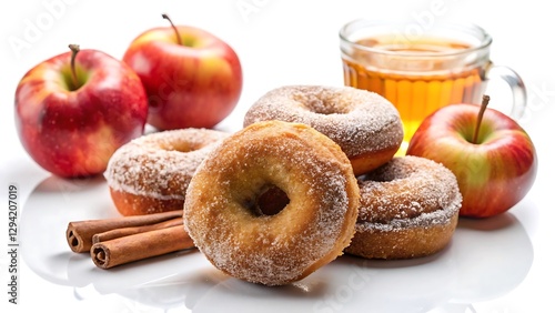 apple cider donuts, on a white background