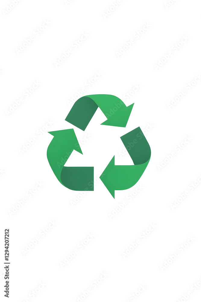 Obraz premium Green recycling symbol on a clean white background, isolated for eco-friendly designs
