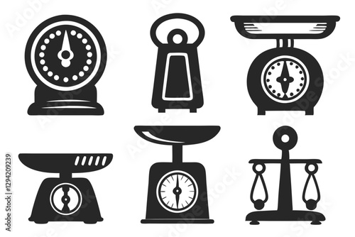 set of Weights Scales silhouette vector illustration