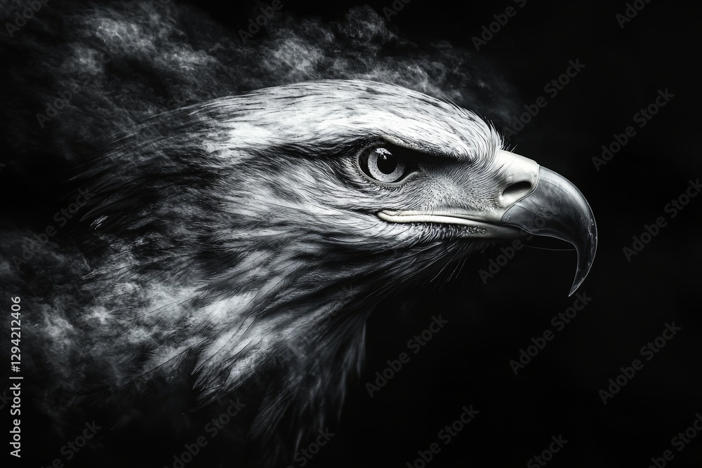 Fototapeta premium Majestic Eagle Emerging from a Dark and Mysterious Background