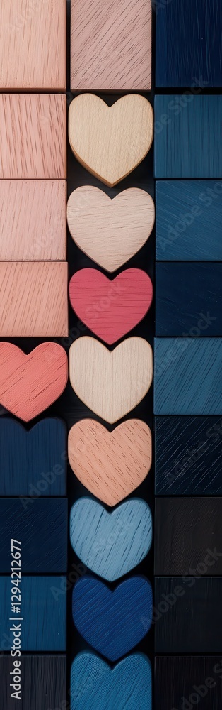 Obraz premium Textured Hearts in Pink, Coral, and Blue Shades