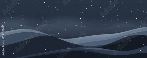 Night landscape, hills, starry sky, background