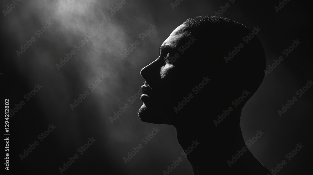 Silhouette of a head evokes anxiety and inner turmoil, minimalistic and abstract.
Silhouette of a head evokes anxiety and inner turmoil, minimalistic and abstract.