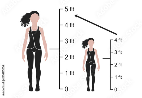 Women body measurements long height vector illustration on white background