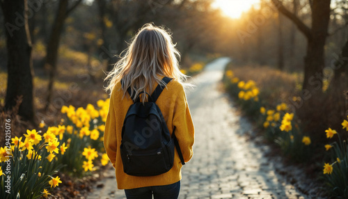 young girl walking in the park