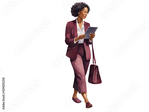woman watercolor in suit afro