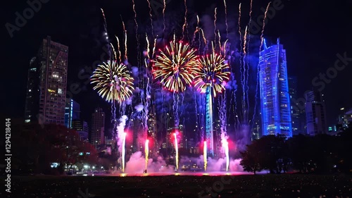 Fireworks with Glowing Sparks
