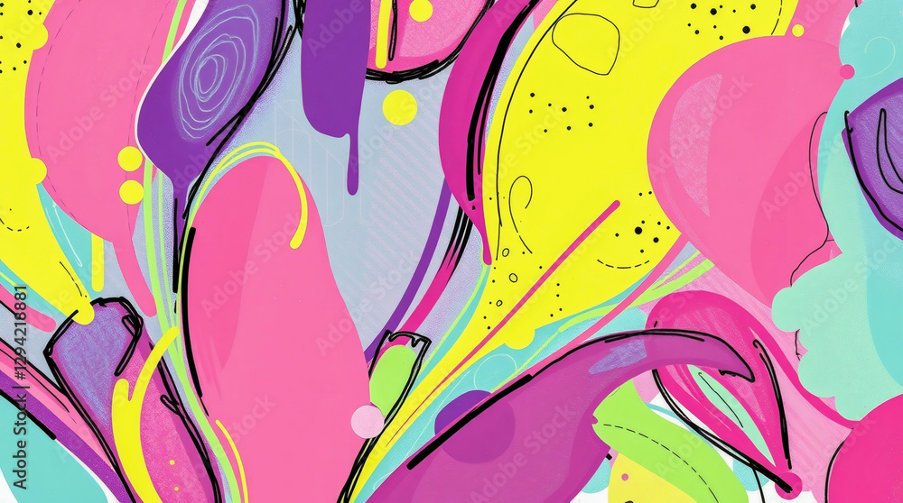 Fototapeta premium Bright and colorful abstract design with vibrant shapes and patterns. Generative AI