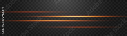 Abstract lights lines, vector laser beams on png. Glowing streaks on dark background. Luminous neon lines isolated on trasparent backgound.