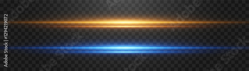 Abstract lights lines, vector laser beams on png. Glowing streaks on dark background. Luminous neon lines isolated on trasparent backgound.