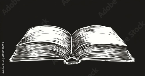 Open book illustration on dark background (2) photo