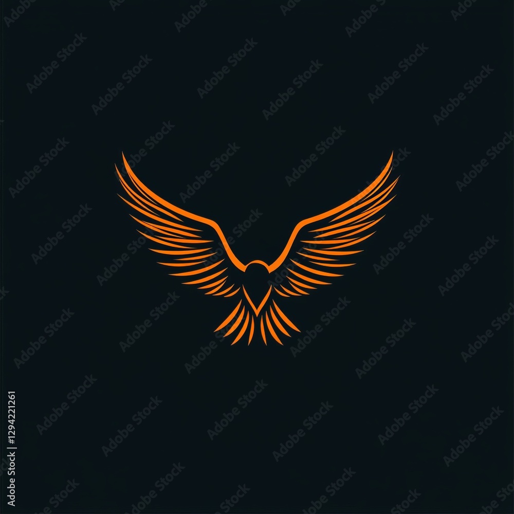 Obraz premium Orange bird in flight against dark background