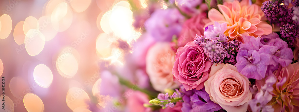 A close-up shot of the floral arrangements on display at an elegant purple wedding ceremony decor
A close-up shot of the floral arrangements on display at an elegant purple wedding ceremony decor