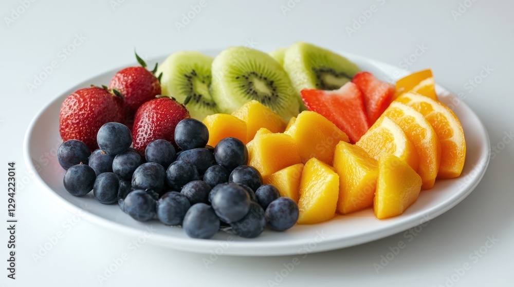 Bright and Colorful Fruit Arrangement on White Plate