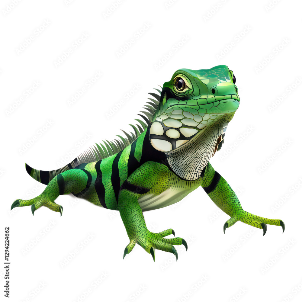 Fototapeta premium 3D vector icon of Fiji banded iguana isolated on transparency background