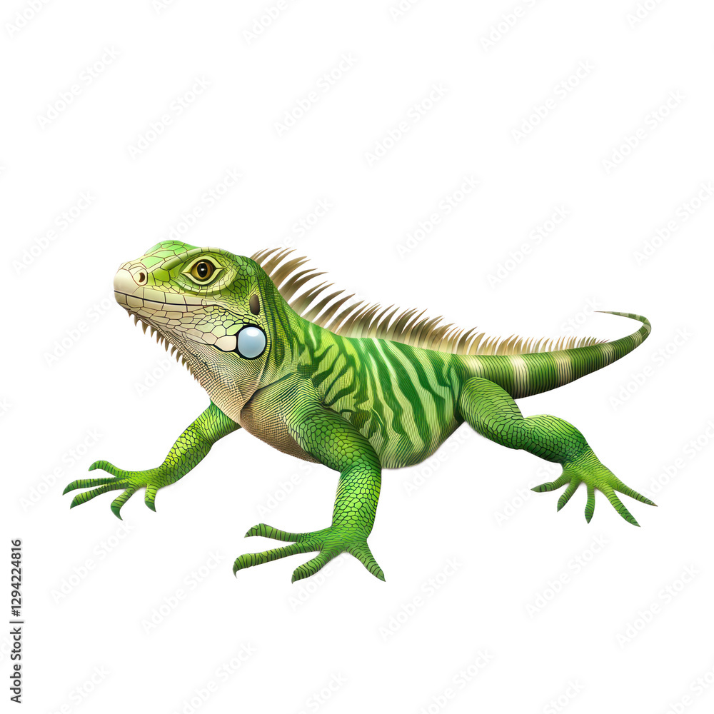 3D vector icon of Fiji banded iguana isolated on transparency background 3D vector icon of Fiji banded iguana isolated on transparency background