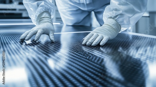 Technician Installing Large Scale Graphene Supercapacitor Panel