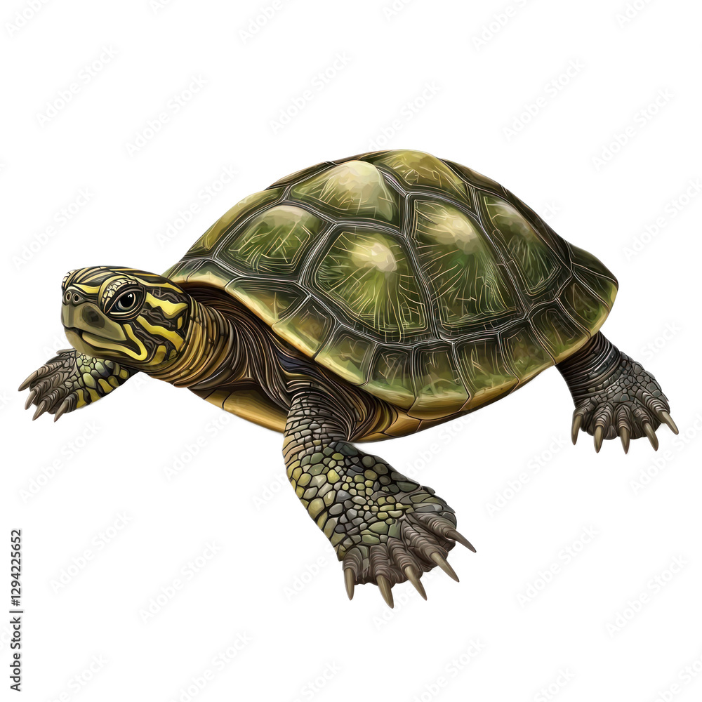 Obraz premium 3D vector icon of Map turtle isolated on transparency background
