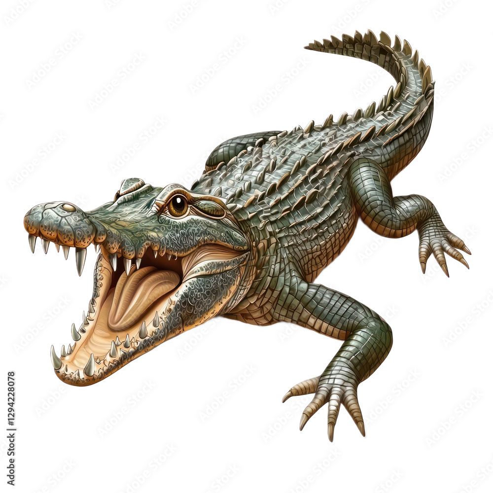 Fototapeta premium 3D vector icon of American crocodile isolated on transparency background