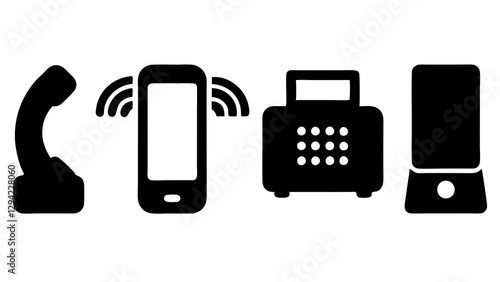 Ringing phone simple icon set. Smartphone ringing. Phone sign