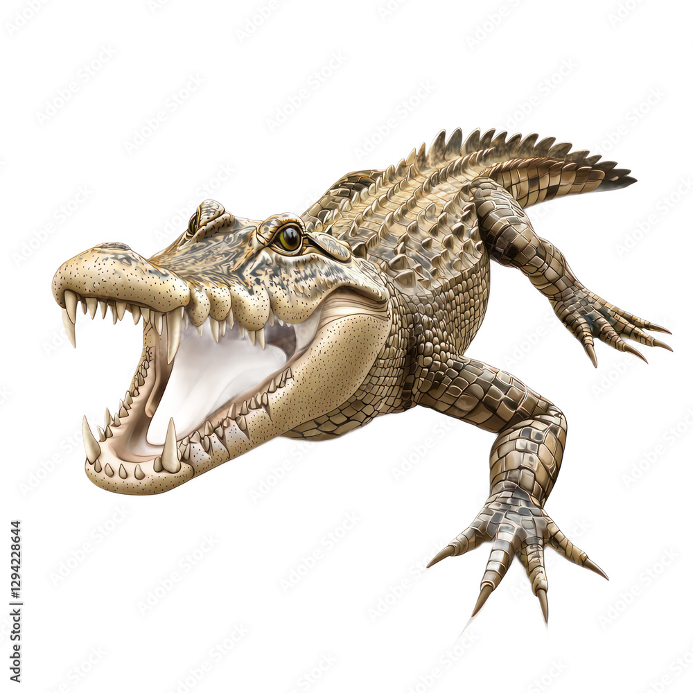 Fototapeta premium 3D vector icon of Mugger crocodile isolated on transparency background
