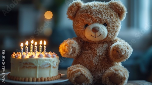 Wallpaper Mural Teddy bear celebrating with birthday cake Torontodigital.ca