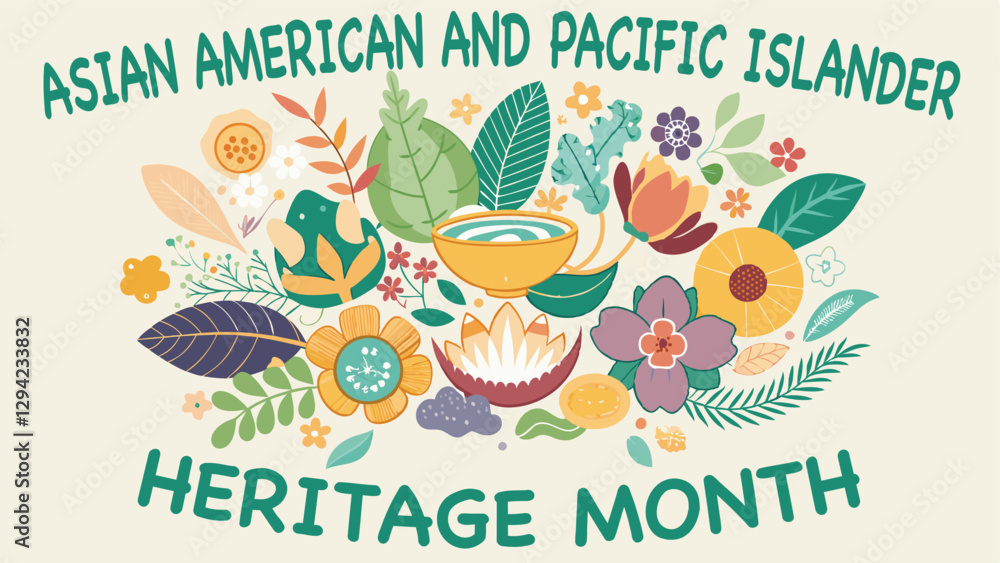 Naklejka premium Asian Pacific and Pacific Islander Heritage Month, Asian American and Pacific Islander Heritage Month, AAPI Heritage Month