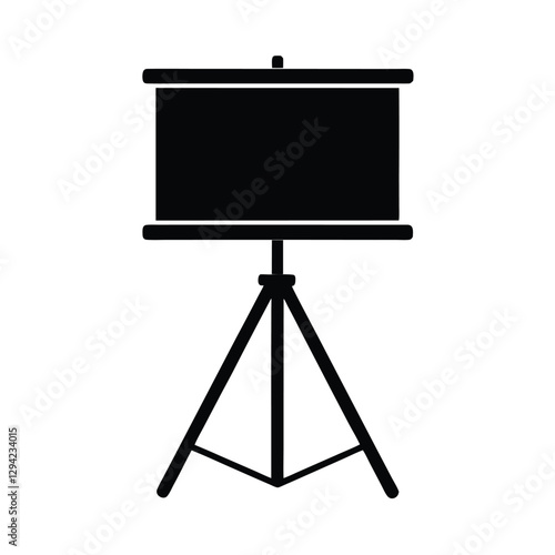 Classic presentation board silhouette firmly stands on tripod with authority