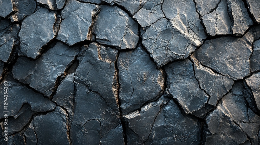 Pieces of Black Stone with Cracks - Texture Background 
