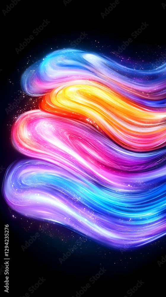Abstract Colorful Swirls on Black Background Abstract Colorful Swirls on Black Background