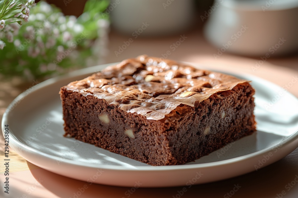 a hazelnut brownie, indoor studio photoshoot, strobe lights, harsh shadow, photorealistic details, clean decoration, clean background, pastel color backdrop a hazelnut brownie, indoor studio photoshoot, strobe lights, harsh shadow, photorealistic details, clean decoration, clean background, pastel color backdrop