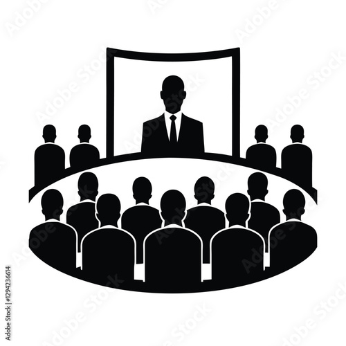 Corporate networking event silhouette vividly captures the dynamic atmosphere of professional business interactions