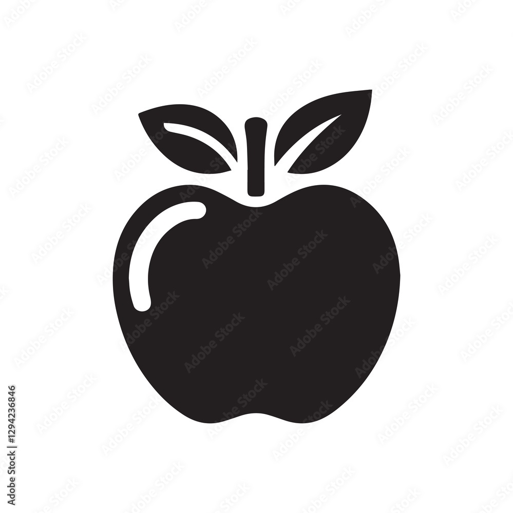 A apple icon vector silhouette & white background. A apple icon vector silhouette & white background.