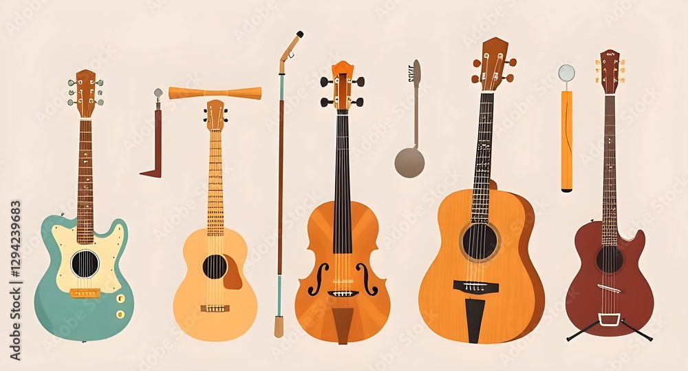 Naklejka premium guitar and musical instruments