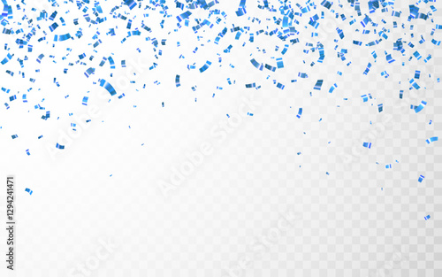 Blue confetti. Celebration carnival falling shiny glitter confetti. Luxury greeting card. Vector illustration