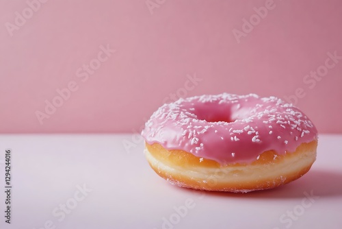 Wallpaper Mural A pink frosted donut with sprinkles on a pink background Torontodigital.ca
