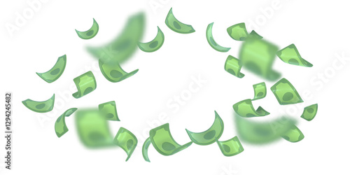 3d dollar notes falling. Financial success concept. Vector illustration