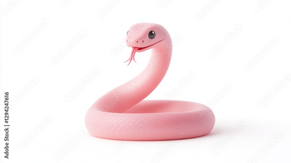 Fototapeta premium Pink snake coiled, studio shot
