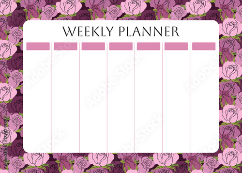 Beautiful planner design featuring hand-drawn roses and soft colors. Perfect for personal organization, journaling, scrapbooking, and digital planners. Aesthetic and timeless floral illustration.