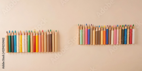 colored pencils in a row, children color pencils 