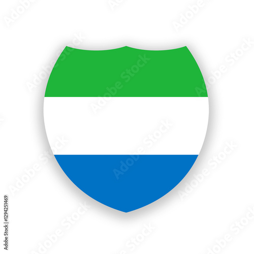 Free Download Sierra Leone national flag in the shape of a shield isolated on white. Illustration - GFXLoad