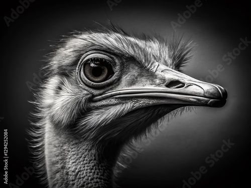 Ostrich Head Architectural Detail - Close-up of Avian Skull Structure photo