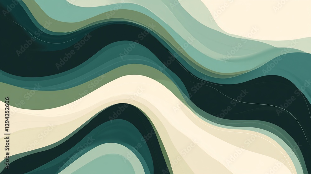 Abstract wavy background with teal, green, and beige color palette. Abstract wavy background with teal, green, and beige color palette.