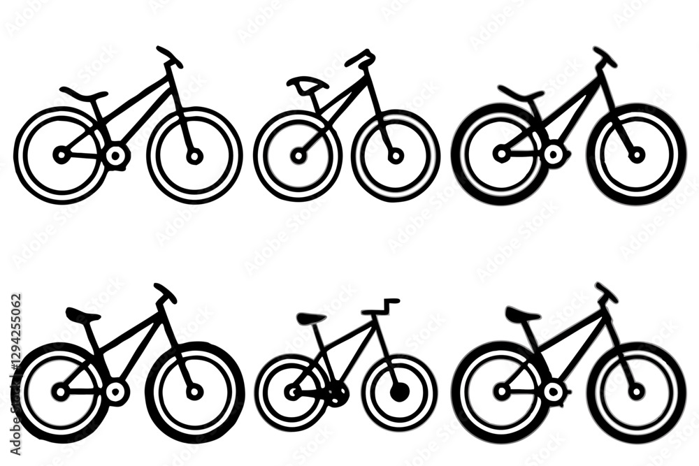 Obraz premium set of Mountain bike silhouette vector illustration