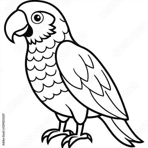 Parrots, Parrot Line Drawings